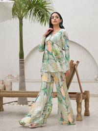 Divena Green Digital Printed Muslin Co-ord set