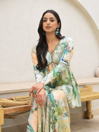 Divena Green Digital Printed Muslin Co-ord set