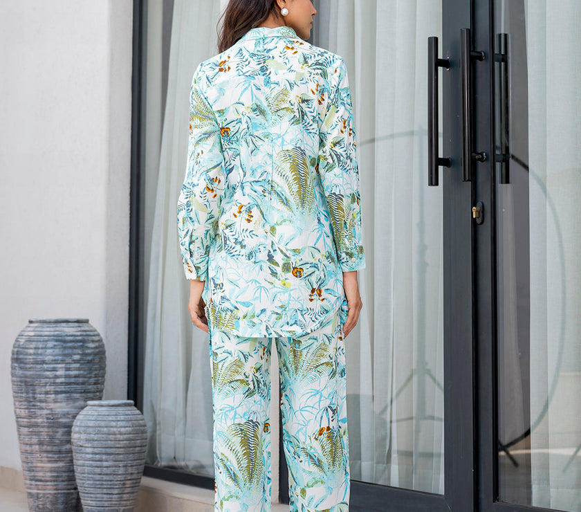 Divena Sky Blue Floral Printed Rayon Co-ord Set