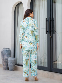 Divena Sky Blue Floral Printed Rayon Co-ord Set