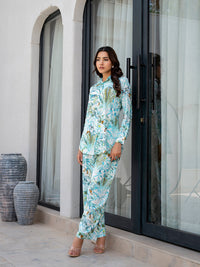 Divena Sky Blue Floral Printed Rayon Co-ord Set