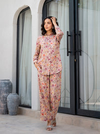 Divena Purple Multi Floral Printed Rayon Co-ord Set