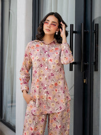 Divena Purple Multi Floral Printed Rayon Co-ord Set