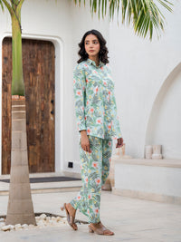 Divena Sky Blue Floral Printed Rayon Co-ord Set