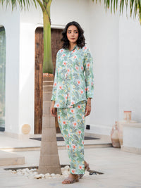 Divena Sky Blue Floral Printed Rayon Co-ord Set