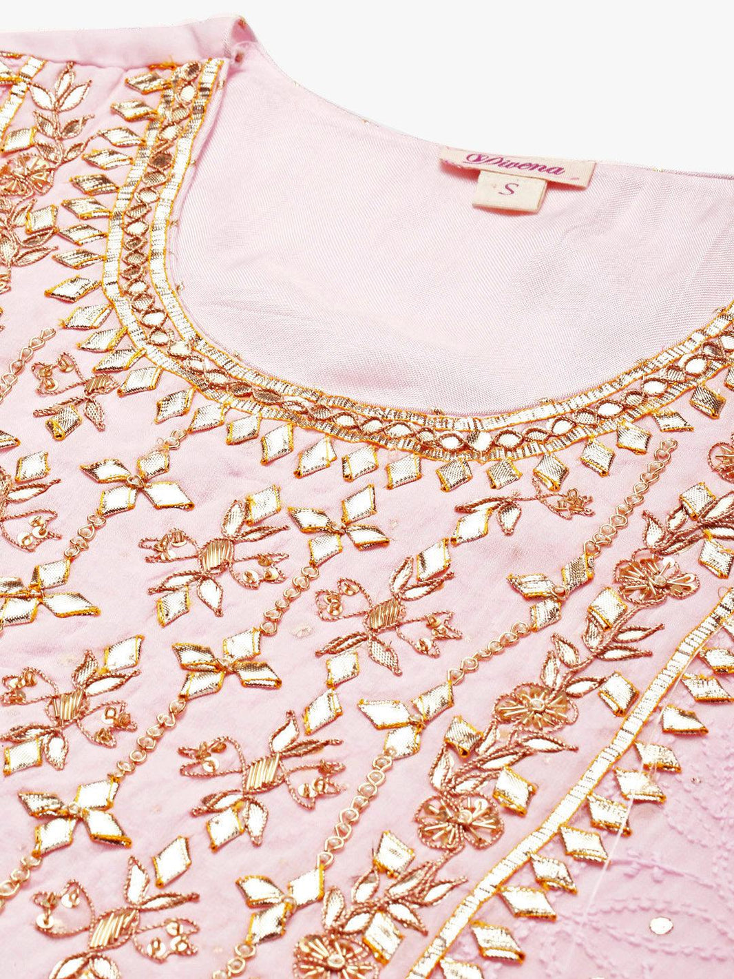 Divena Pure Chicken krai georgette Powder Pink Kurta Palazoo Set with Dupatta - divenaworld.com