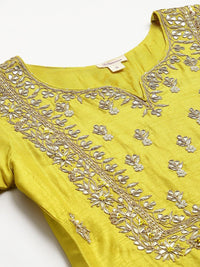 Divena Lemon Yellow Pure Rassion Chenderi Kurta Sharara Set with Dupatta - divenaworld.com