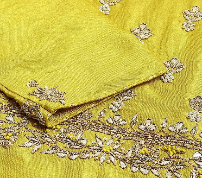 Divena Lemon Yellow Pure Rassion Chenderi Kurta Sharara Set with Dupatta - divenaworld.com