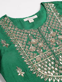 Divena Dark Green russian silk Hand embroidery Kurta Sharara with Organza dupatta - divena world