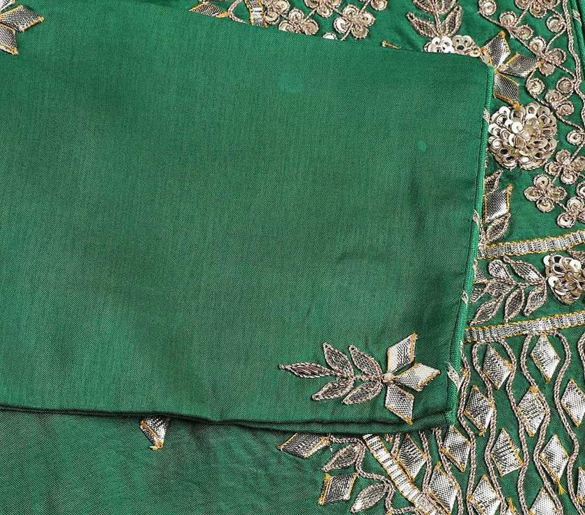 Divena Dark Green russian silk Hand embroidery Kurta Sharara with Organza dupatta - divena world