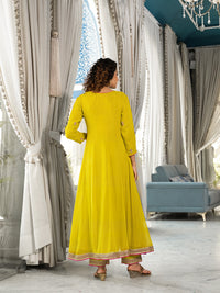 Divena Yellow Zardozi Work Pure Georgette Anarkali Kurta Set with Dupatta