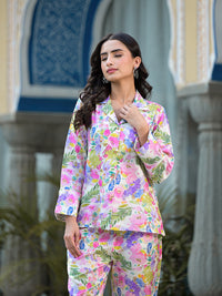 Divena Multicolored Floral Printed Muslin Co-ord Set