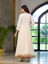 Divena Cream Embroidered Zari Work Georgette  Kurta Set