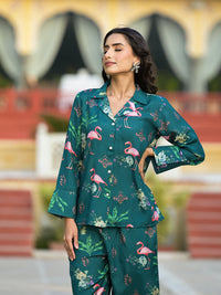 Divena Green Floral Printed Muslin Co-ord Set