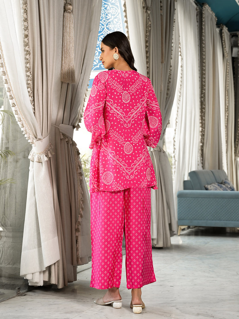 Divena Pink Digital Print Gota Work Pure Muslin Co-ord Set