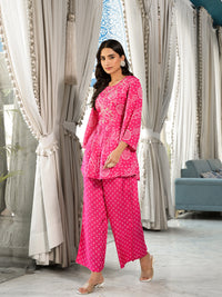 Divena Pink Digital Print Gota Work Pure Muslin Co-ord Set