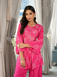 Divena Pink Digital Print Gota Work Pure Muslin Co-ord Set