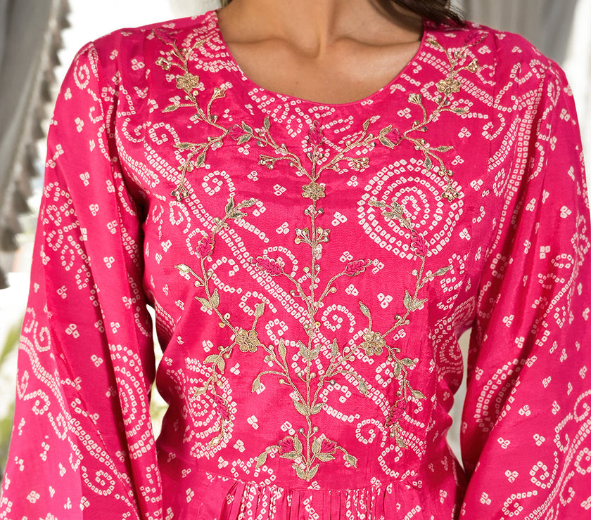 Divena Pink Digital Print Gota Work Pure Muslin Co-ord Set